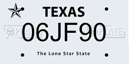 06JF90 Texas License Plate