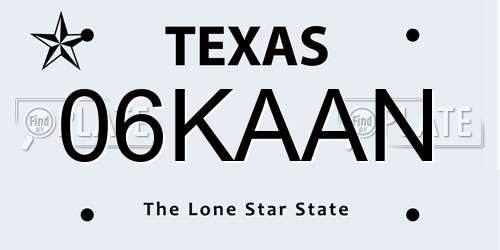 06KAAN Texas License Plate