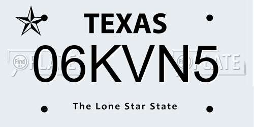 06KVN5 Texas License Plate