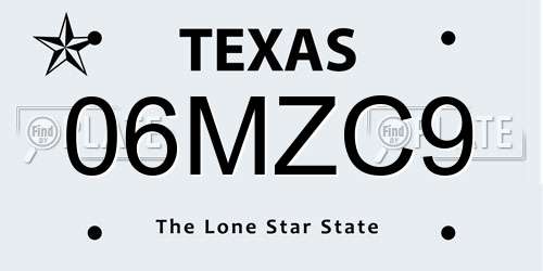 06MZC9 Texas License Plate