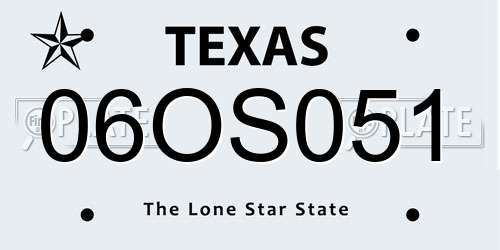 06OS051 Texas License Plate