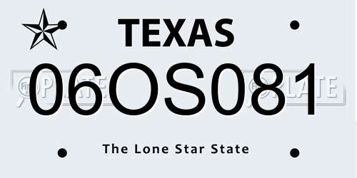 06OS081 Texas License Plate