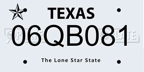06QB081 Texas License Plate