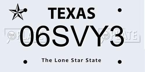 06SVY3 Texas License Plate