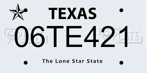 06TE421 Texas License Plate