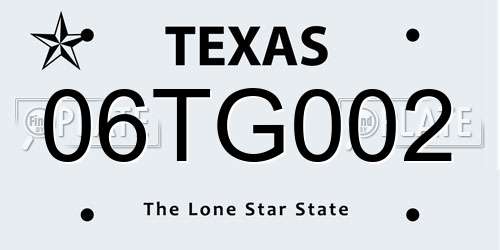 06TG002 Texas License Plate