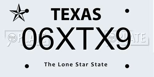 06XTX9 Texas License Plate