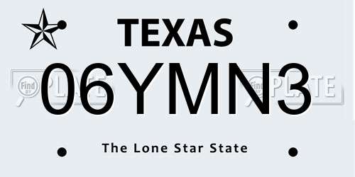 06YMN3 Texas License Plate