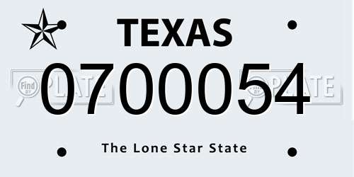 0700054 Texas License Plate