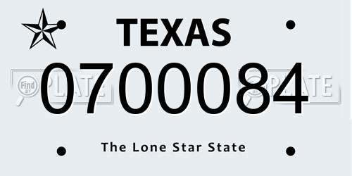 0700084 Texas License Plate