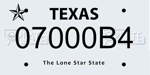 07000B4 Texas License Plate