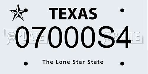 07000S4 Texas License Plate