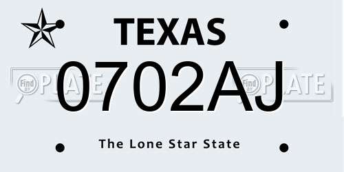 0702AJ Texas License Plate