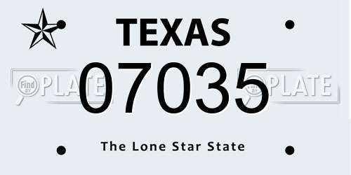 07035 Texas License Plate