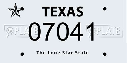 07041 Texas License Plate
