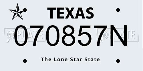 070857N Texas License Plate