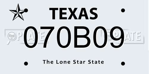 070B09 Texas License Plate