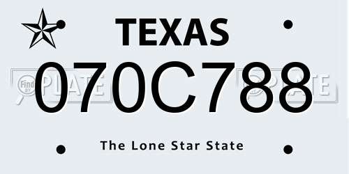 070C788 Texas License Plate