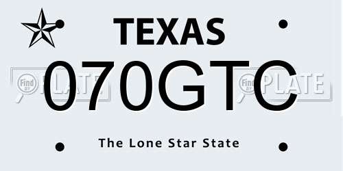 070GTC Texas License Plate
