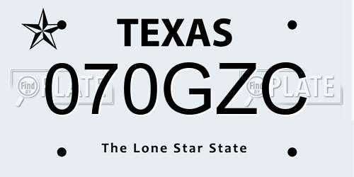 070GZC Texas License Plate