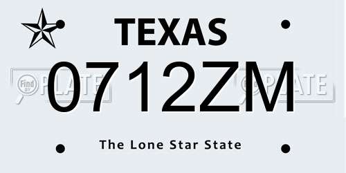 0712ZM Texas License Plate