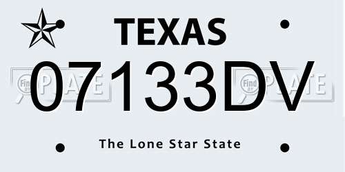 07133DV Texas License Plate