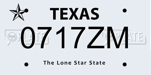 0717ZM Texas License Plate
