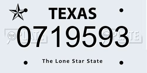 0719593 Texas License Plate
