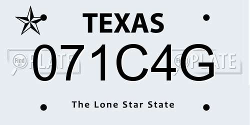 071C4G Texas License Plate