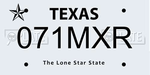 071MXR Texas License Plate