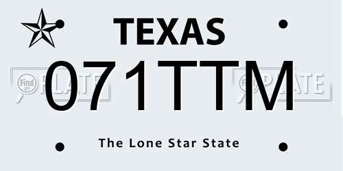 071TTM Texas License Plate