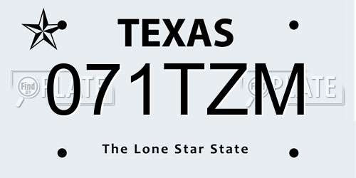 071TZM Texas License Plate