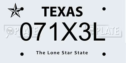 071X3L Texas License Plate