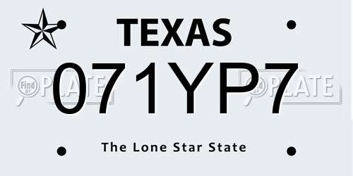 071YP7 Texas License Plate
