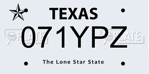 071YPZ Texas License Plate