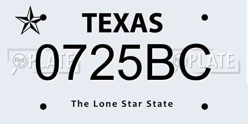 0725BC Texas License Plate