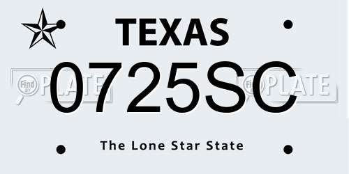 0725SC Texas License Plate