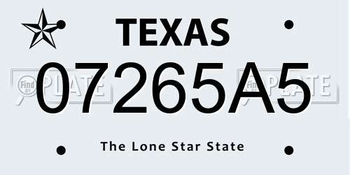 07265A5 Texas License Plate