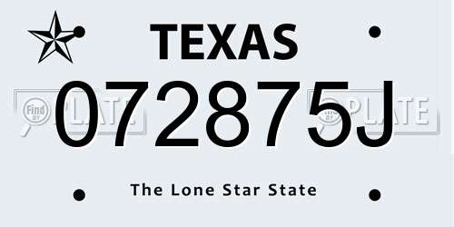 072875J Texas License Plate