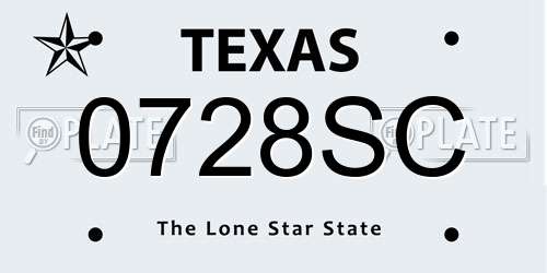 0728SC Texas License Plate