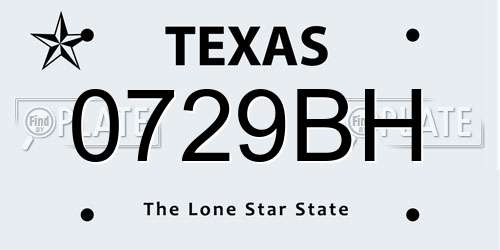 0729BH Texas License Plate