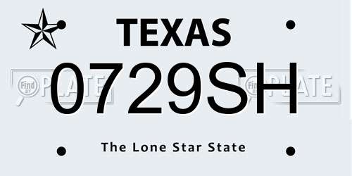 0729SH Texas License Plate
