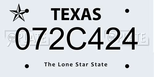 072C424 Texas License Plate