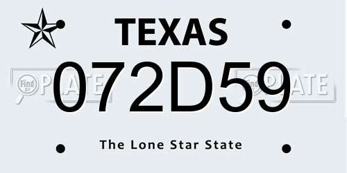 072D59 Texas License Plate