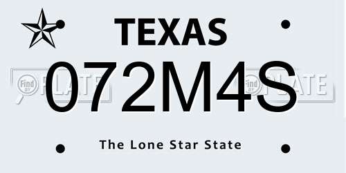 072M4S Texas License Plate
