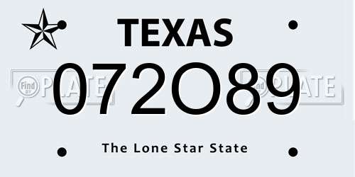072O89 Texas License Plate