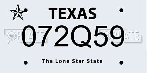 072Q59 Texas License Plate