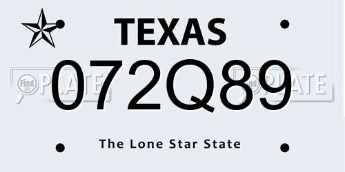 072Q89 Texas License Plate