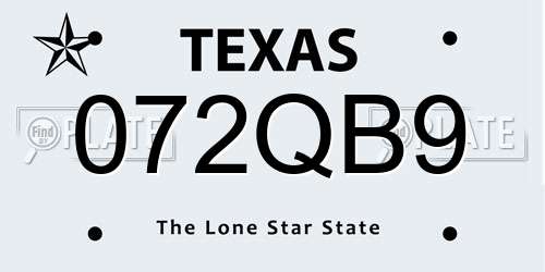 072QB9 Texas License Plate