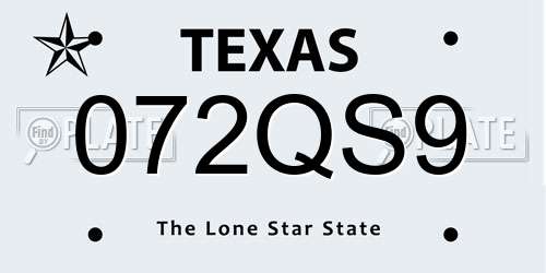 072QS9 Texas License Plate